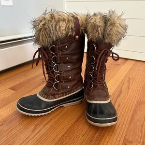 Sorel Joan of Arctic Premium Waterproof Winter Boots Dark Brown Leather 8